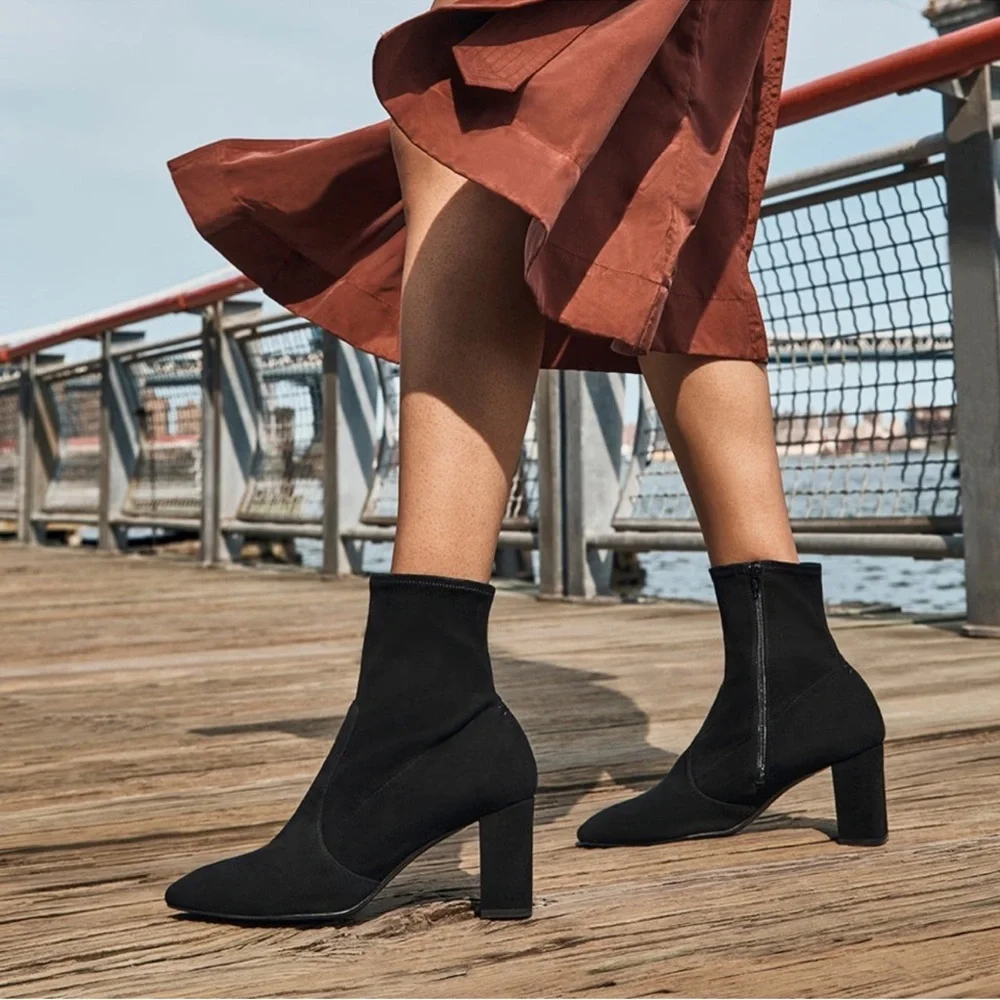 NWOB INEZ Paz 70 Ankle Boots Black Suede Zip Up US 9.5 - Picture 3 of 13